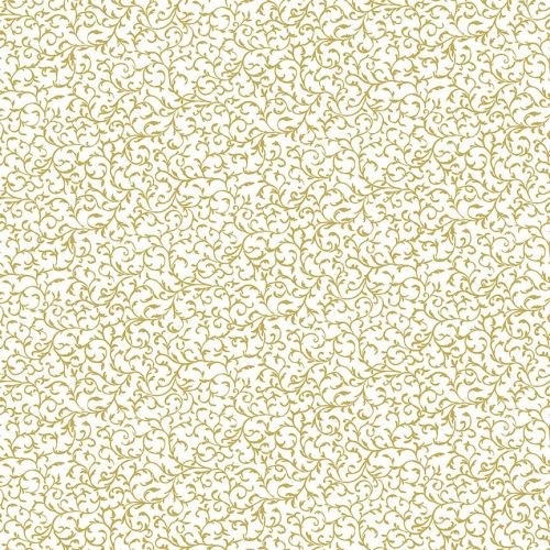 Makower Fabric - Christmas Metallic Essentials - Scrolls - Gold - 100% Cott
