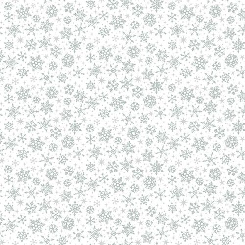 Makower Fabric - Christmas Metallic Essentials - Snowflakes - Silver - 100%