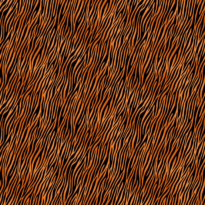 Makower Fabric - Around the World - Zebra Tiger - Orange - 100% Cotton - 1/4m+