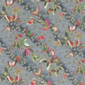 Japanese Fabric - Furai - Butterflies - Grey - 100% Cotton - 1/4m+