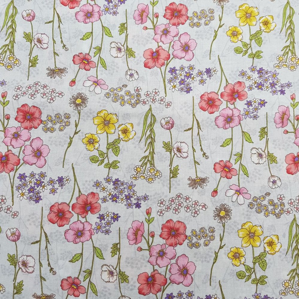 Japanese Fabric - Ogura - Botanical Feel - Cream - 100% Cotton - 1/4m+