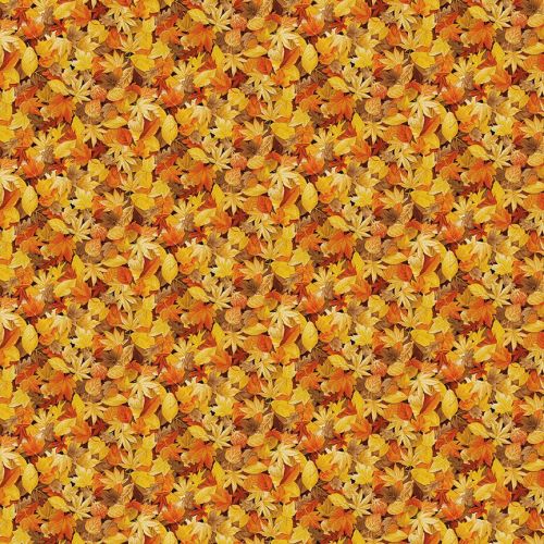 Makower Fabric - Landscapes - Leaves - Orange - 100% Cotton - 1/4m+
