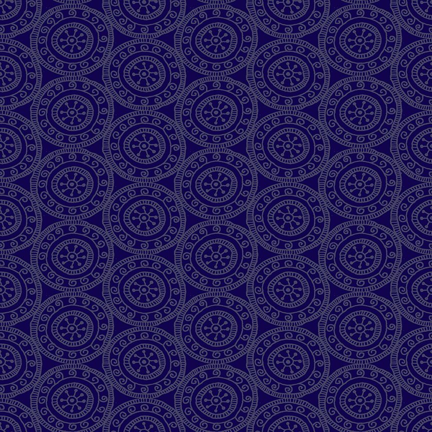 Makower Fabric - Henna - Medallions - Purple - 100% Cotton - 1/4m+