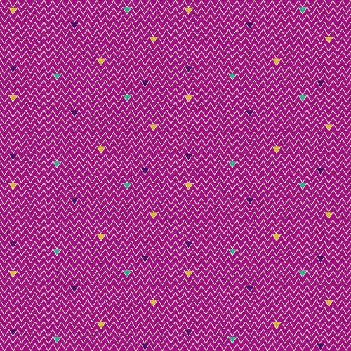 Makower Fabric - Henna - Zig Zag - Pink - 100% Cotton - 1/4m+