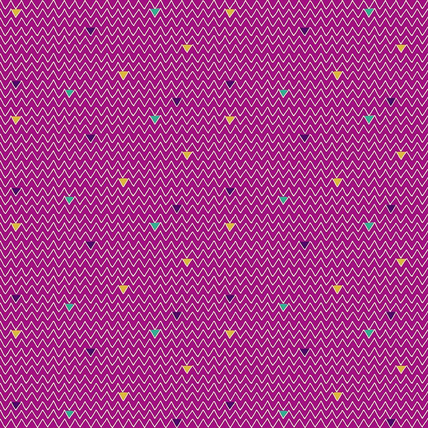 Makower Fabric - Henna - Zig Zag - Pink - 100% Cotton - 1/4m+