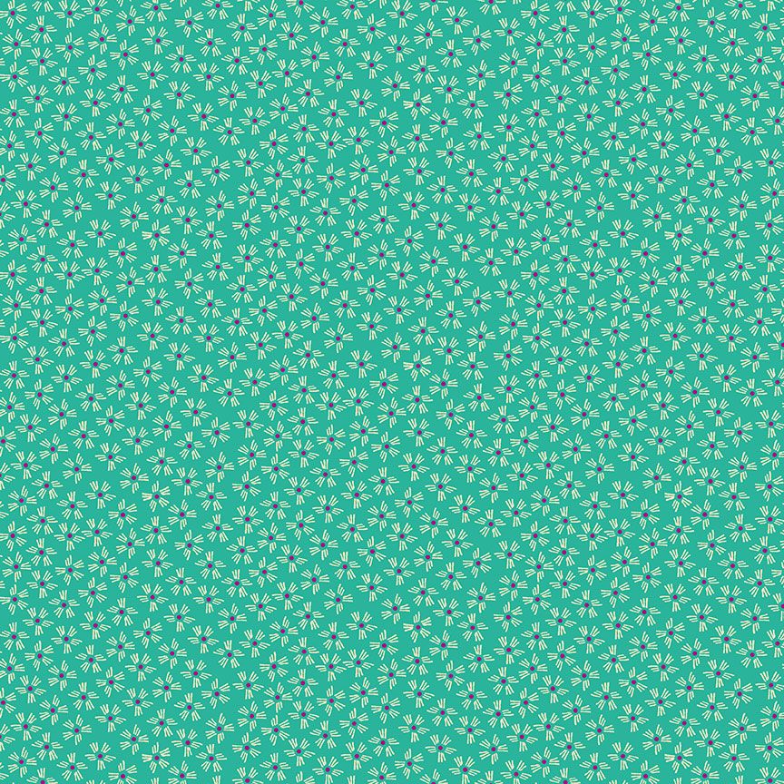 Makower Fabric - Henna - Dash Flower - Turquoise - 100% Cotton - 1/4m+
