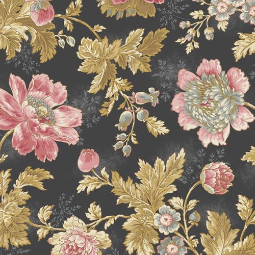 Andover Fabric - Edyta Sitar - Moonstone - Super Bloom - Grise - 100% Cotto