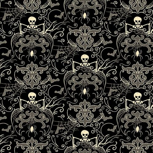 Andover Fabric - Midnight Haunt - Spooky Damask - Haunt - 100% Cotton - 1/4