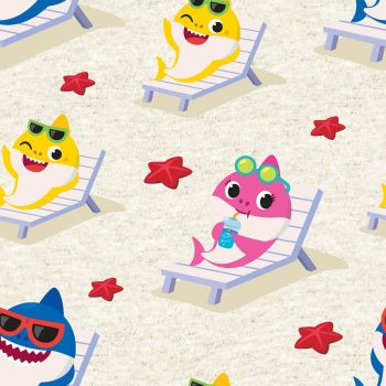 Baby Shark Fabric Doo Doo Doo - Starfish Beach - 100% Cotton - 1/4m+