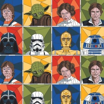Star Wars Fabric - Stained Glass Portraits - 100% Cotton - 1/4m+