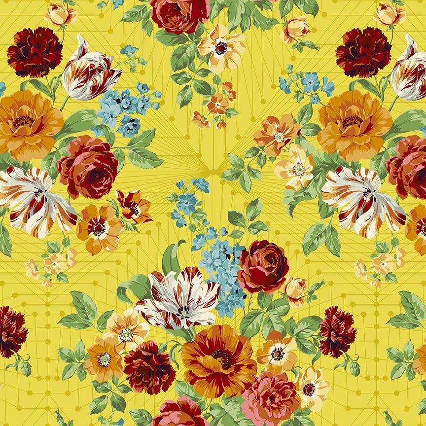 Andover Fabric - Giucy Giuce - Nonna - Francesca - Limone - 100% Cotton - 1/4m+