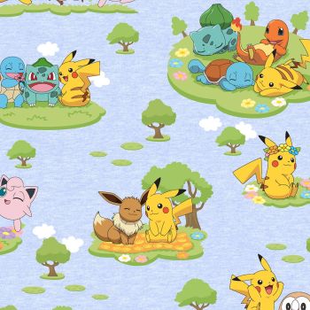 Pokemon Fabric - Pikachu and Friends - Blue Sky - 100% Cotton - 1/4m+