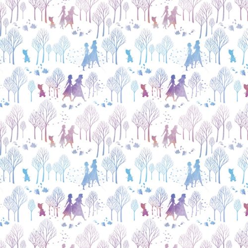 Disney Fabric - Frozen 2 - Character and Tree Silhouette - 100% Cotton - 1/