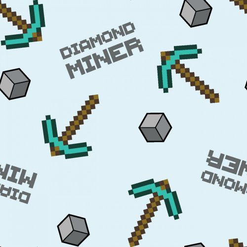 Minecraft Fabric - Diamond Miner - Blue - 100% Cotton - 1/4m+