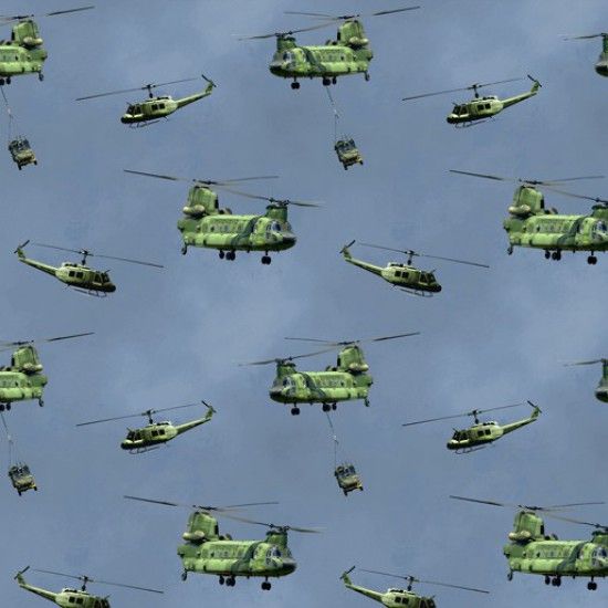 Nutex Fabric - Battlezone - Helicopters - 100% Cotton - 1/4m+