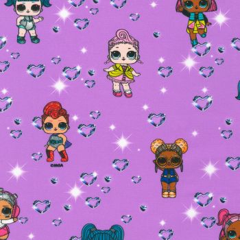 LOL Surprise Fabric - Heart Dolls - Purple - 100% Cotton - 1/4m+