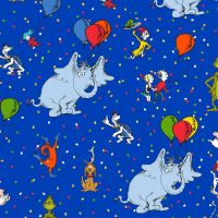 Dr Seuss Fabric - Celebrate - Royal Blue - 100% Cotton - 1/4m+