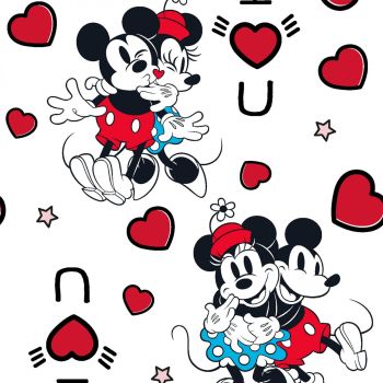 Disney Fabric - Mickey and Minnie Mouse - Vintage I Love U - 100% Cotton - 1/4m+