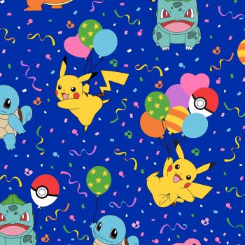 Pokemon Fabric - Pokemon and Confetti - Cobalt - 100% Cotton - 1/4m+