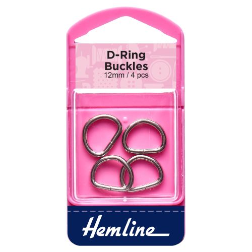 Hemline 2mm Steel Bag D Ring Buckles - Silver x 4