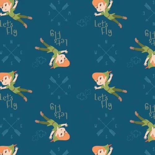Disney Fabric - Peter Pan and Tinkerbell - Lets Fly - Blue - 100% Cotton - 