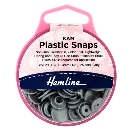Plastic Kam Snaps - Grey - 1/2