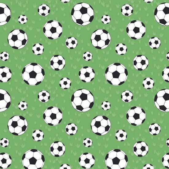 Nutex Fabric - Footballs - Green - 100% Cotton - 1/4m+