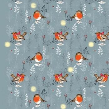 Nutex Fabric - Winter Moon - Robins - 100% Cotton - 1/4m+