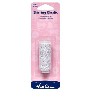 Hemline Shirring Elastic - White - 20m x 0.75mm
