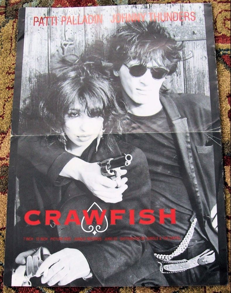 JOHNNY THUNDERS PATTI PALLADIN U.K. REC COM PROMO POSTER 'CRAWFISH' SINGLE 