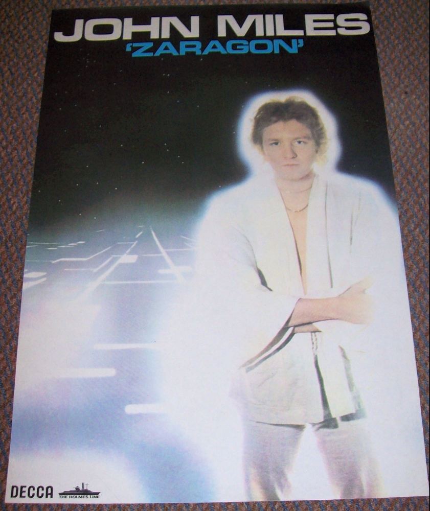 JOHN MILES RARE U.K. RECORD COMPANY PROMO POSTER FOR THE ALBUM 'ZARAGON' IN