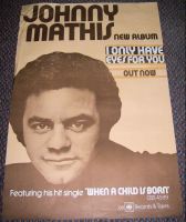 JOHNNY MATHIS UK RECORD COMPANY PROMO POSTER "I ONLY HAVE EYES FOR YOU" LP 1976