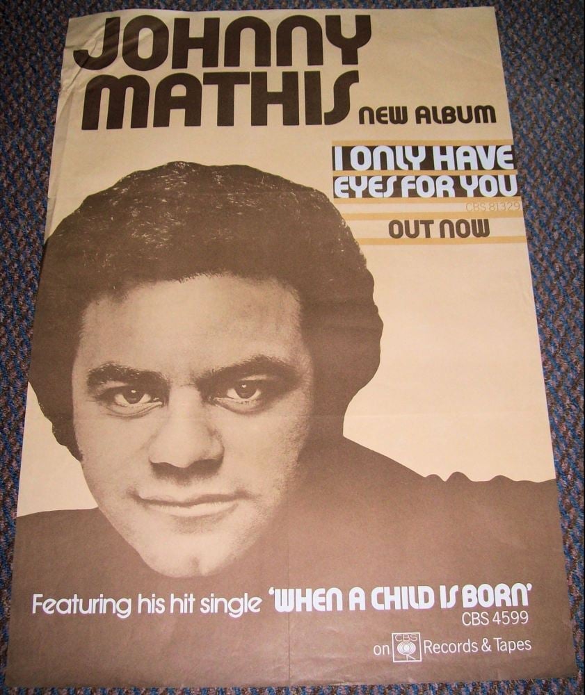 JOHNNY MATHIS UK RECORD COMPANY PROMO POSTER 