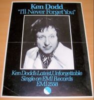 KEN DODD U.K. RECORD COMPANY PROMO POSTER "I'LL NEVER FORGET YOU" SINGLE IN 1976