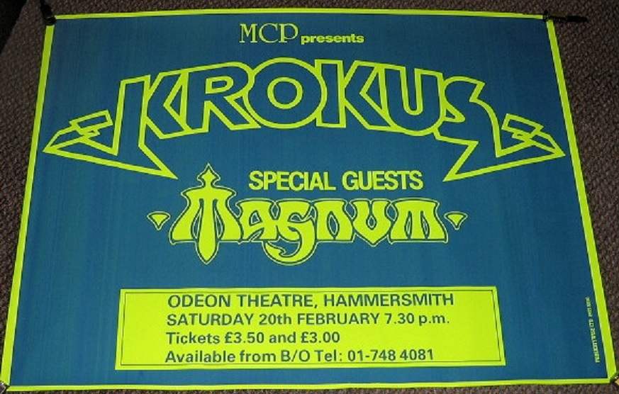 KROKUS MAGNUM STUNNING MINT SATURDAY 20th FEBRUARY 1982 LONDON UK CONCERT P