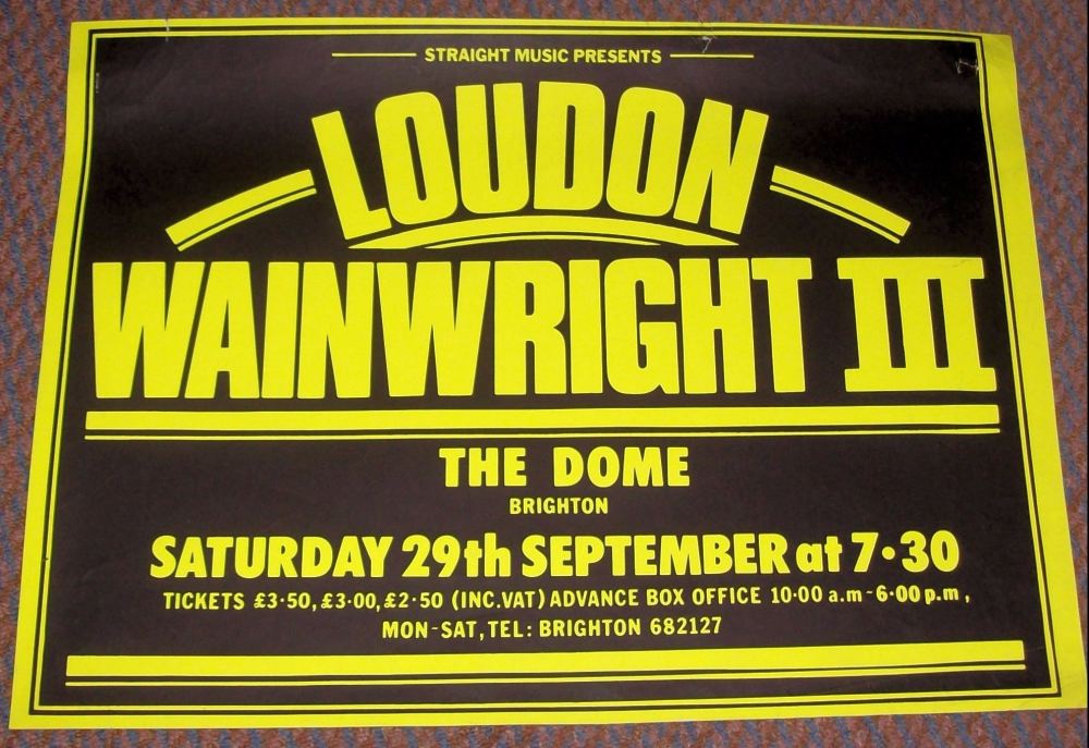 LOUDON WAINWRIGHT III CONCERT POSTER SATURDAY 29th SEPTEMBER 1984 BRIGHTON 
