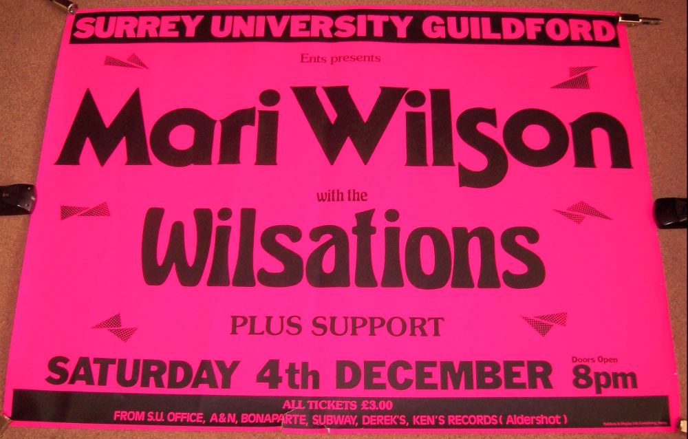 MARI WILSON STUNNING RARE CONCERT POSTER SAT 4th DEC 1982 SURREY UNIVERSITY