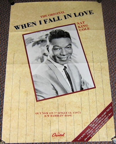 NAT KING COLE U.K. RECORD COMPANY PROMO POSTER ‘WHEN I FALL IN LOVE’ SINGLE