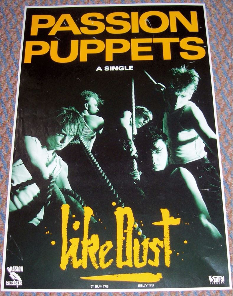 PASSION PUPPETS U.K. (STIFF) RECORD COMPANY PROMO POSTER 'LIKE DUST' SINGLE