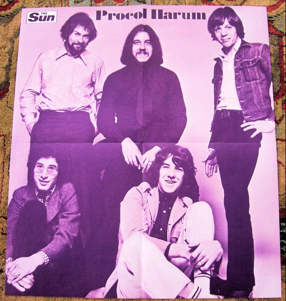 PROCOL HARUM UK PROMO POSTER FROM THE SUN NEWSPAPER FOR 1971 COMPILATION AL