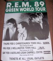 REM GREEN WORLD TOUR NEW ZEALAND CONCERTS POSTER FEBRUARY 2nd 3rd & 4th 1989