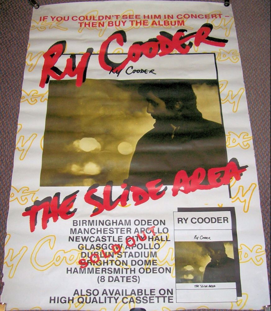 RY COODER U.K. RECORD COMPANY PROMO AND TOUR POSTER 'THE SLIDE AREA' ALBUM 