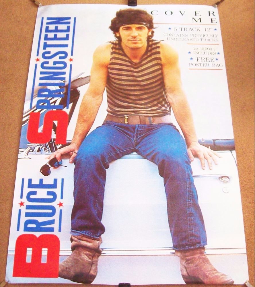 BRUCE SPRINGSTEEN SUPERB U.K. RECORD COMPANY PROMO POSTER 'COVER ME' SINGLE