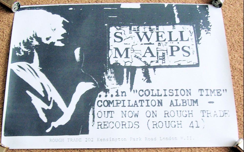 SWELL MAPS U.K. RECORD COMPANY PROMO POSTER 'IN COLLISION TIME' COMPILATION