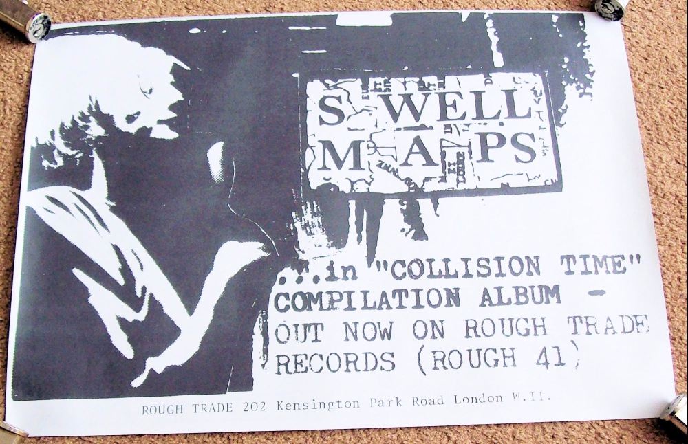 SWELL MAPS U.K. RECORD COMPANY PROMO POSTER 'IN COLLISION TIME' COMPILATION