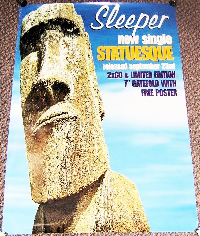 SLEEPER STUNNING RARE U.K. RECORD COMPANY PROMO POSTER 'STATUESQUE' SINGLE 