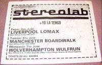 STEREOLAB STUNNING RARE U.K. TOUR CONCERTS PROMO POSTER JUNE 2nd 6th & 7th 1995