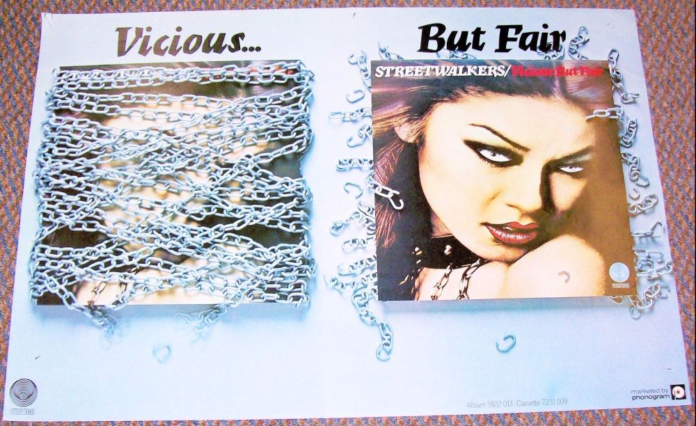 STREETWALKERS U.K. RECORD COMPANY PROMO POSTER 'VICIOUS BUT FAIR' ALBUM IN 