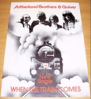SUTHERLAND BROTHERS & QUIVER UK PROMO POSTER "WHEN THE TRAIN COMES" SINGLE 1975