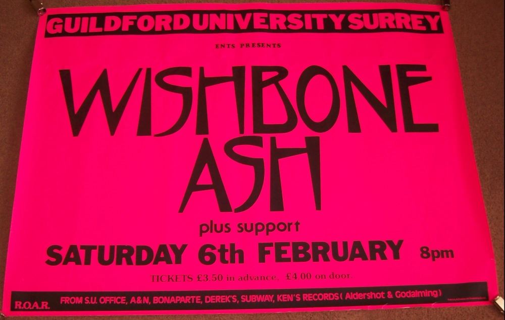  WISHBONE ASH CONCERT POSTER SATURDAY 6th FEBRUARY 1982 GUILDFORD UNIVERSIT